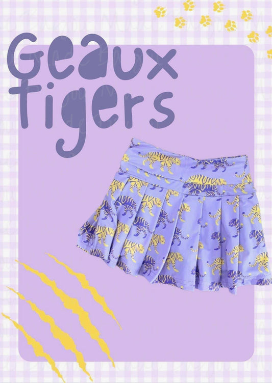 Geaux tigers pleated skirt