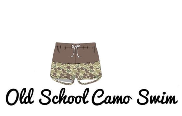 Old School Camo Swim Trunks