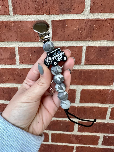 Grey Camo ATV Pacifier Clip