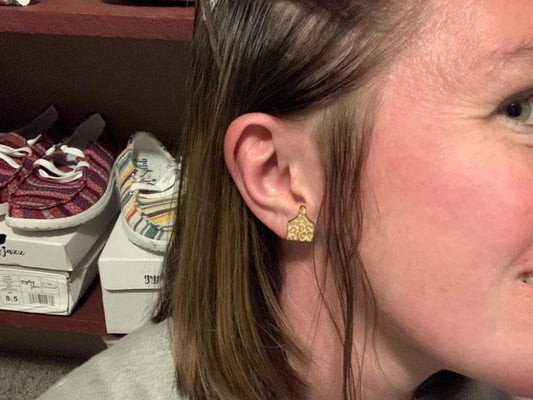 Leopard Cattle Tag Stud Earrings