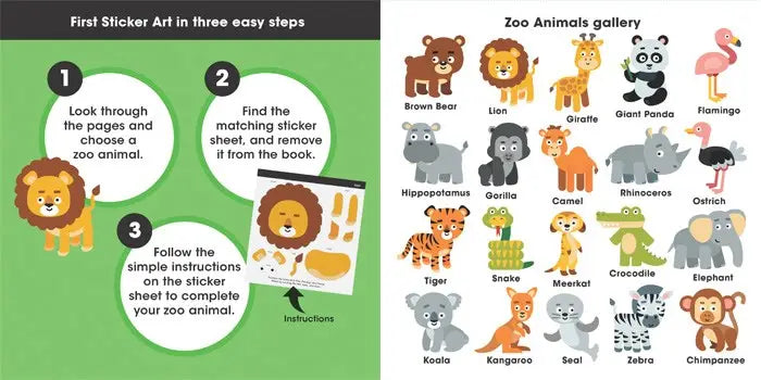 First Sticker Art: Zoo Animals (Create 20 Cute Zoo Animals!)