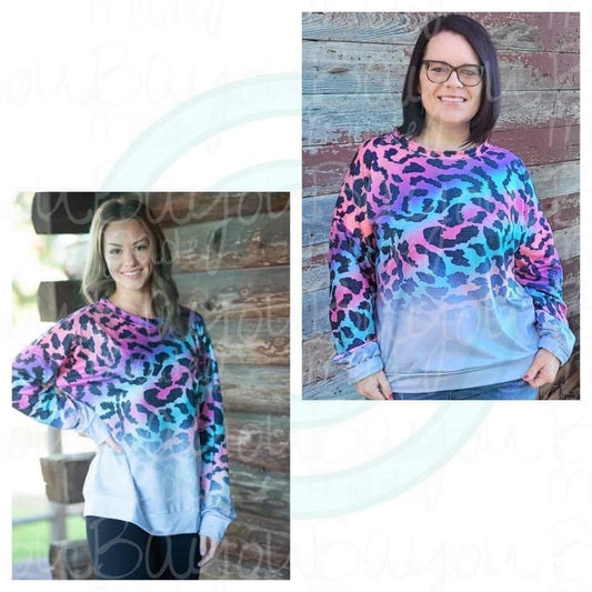 Women's ombre printed pullover