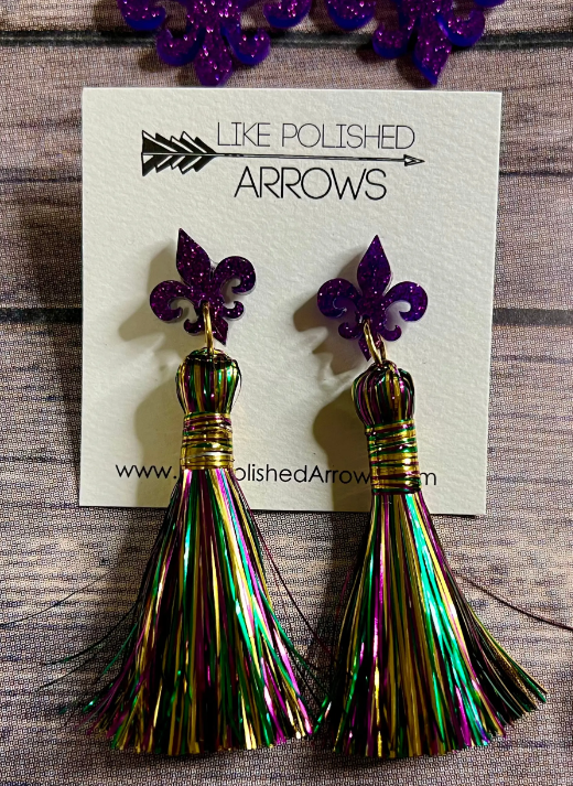 Mardi Gras tassel earrings