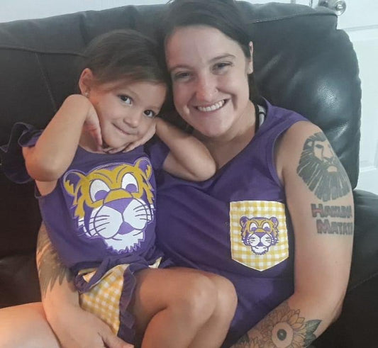 Purple & Gold Tigers Mom Tank