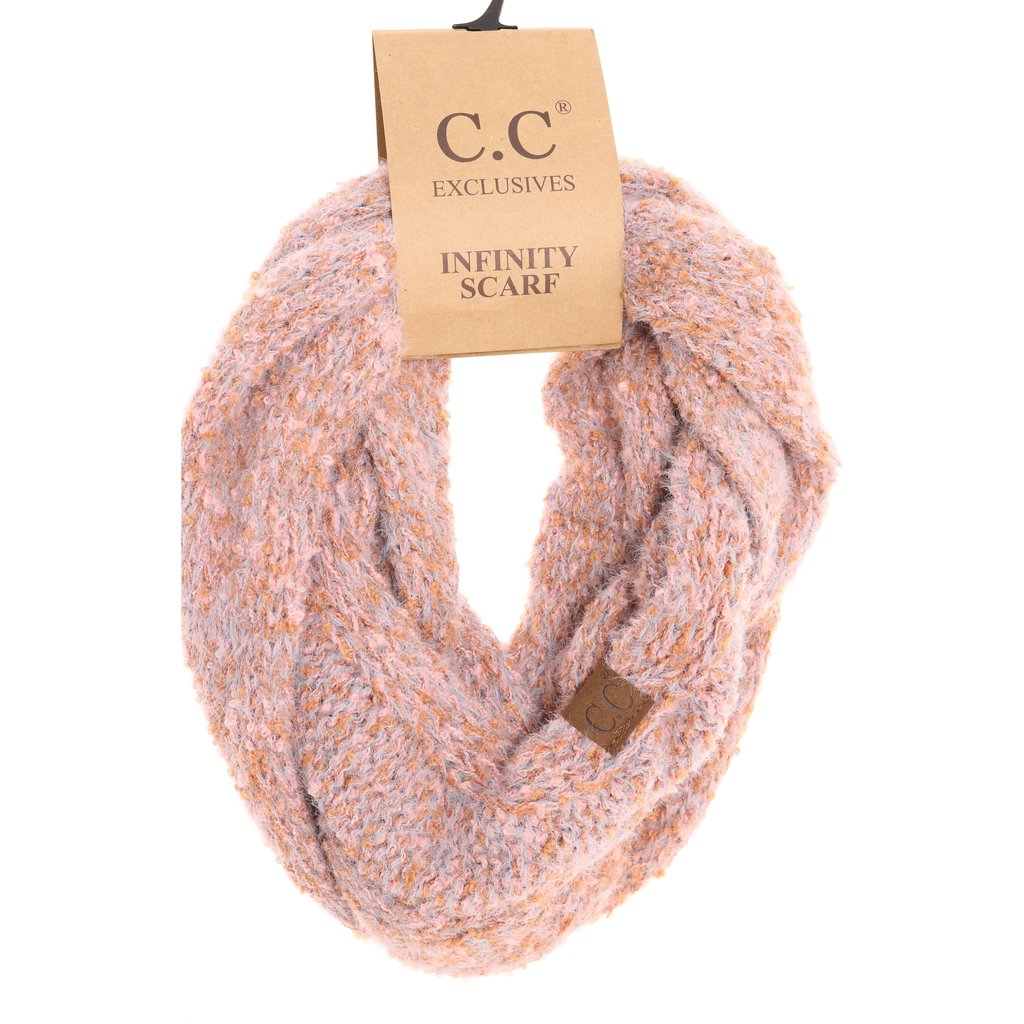 CC Beanie Soft boucle infinity scarf - Peach pink