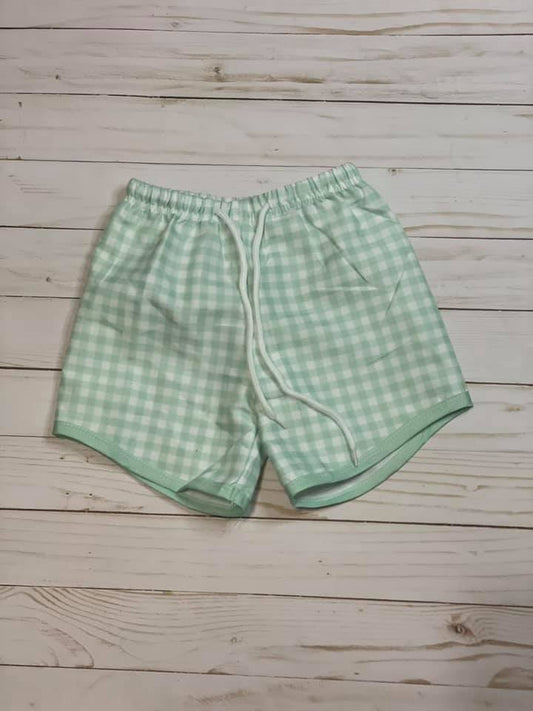 Pastel gingham swim trunks