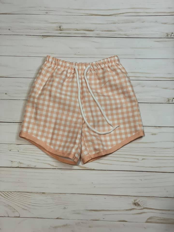 Pastel gingham swim trunks