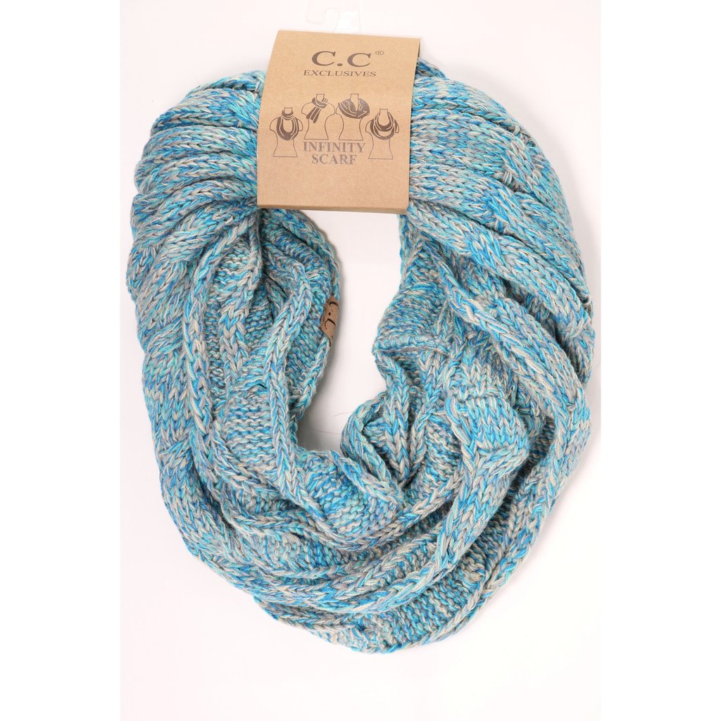 CC Beanie Four-tone infinity scarf - Blue Multi #15